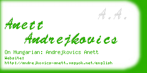 anett andrejkovics business card